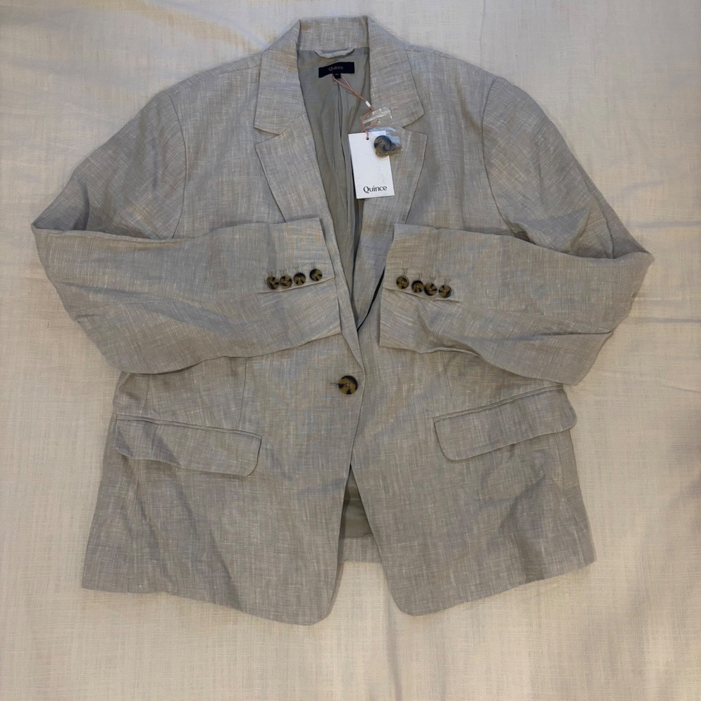 NWT Quince 100% European Linen Structured Blazer Flax XL